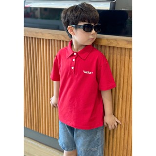 Áo polo bé trai size đại Magickids áo thun cho bé trai cổ bẻ thêu chữ chất thun cá sấu từ 18-48kg Quần áo trẻ em AO24040