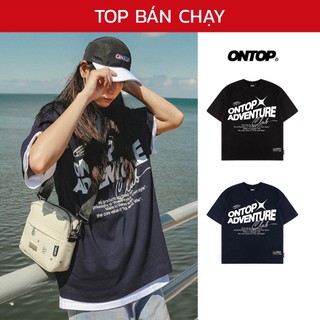 Áo thun in chữ basic local brand ONTOP  tay lỡ, nam nữ màu đen, xanh đen Tee Timeless | O19-T6&O-T5