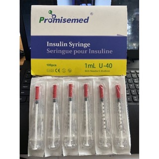 Hộp 100 chiếc xi lanh tiêm Thẩm mỹ, Bơm kim tiêm tiểu đường 40ui/100ui 1ml