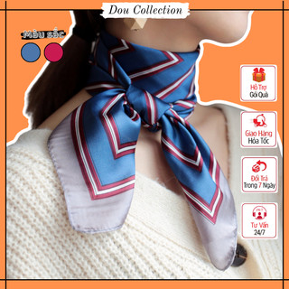 [NowShip2h] Khăn Lụa Vuông (Khăn Turban) Cao Cấp Họa Tiết Kẻ Sọc Ô Vuông Chất liệu Chifon 70x70cm - Mã KL037