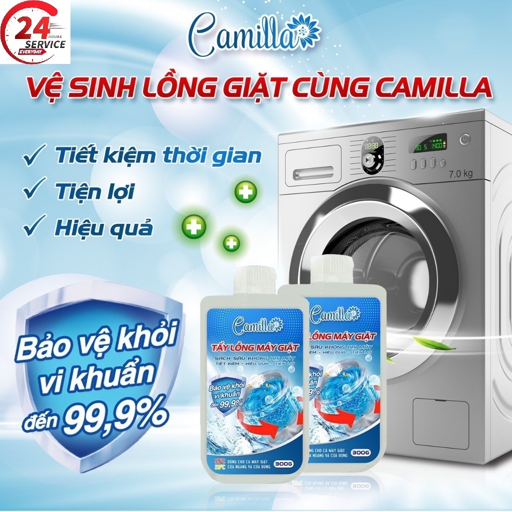 Tẩy lồng Máy Giặt Dung Dịch Camilla 300G dung dịch Vệ Sinh Máy Giặt Loại Bỏ Các Cặn Bẩn Nấm Mốc