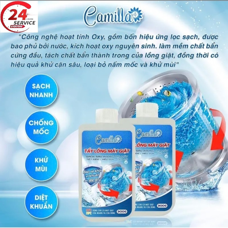 Tẩy lồng Máy Giặt Dung Dịch Camilla 300G dung dịch Vệ Sinh Máy Giặt Loại Bỏ Các Cặn Bẩn Nấm Mốc