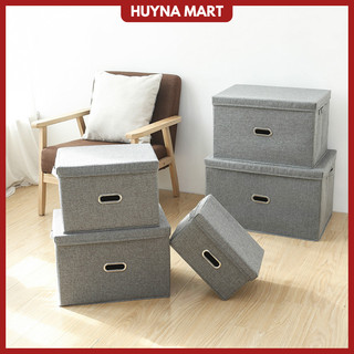 Hộp đựng đồ có nắp đa năng, chất liệu vải Coton và vải lanh + khung gỗ MDF / hoặc bảng PP cao cấp nhiều dung tích TD17