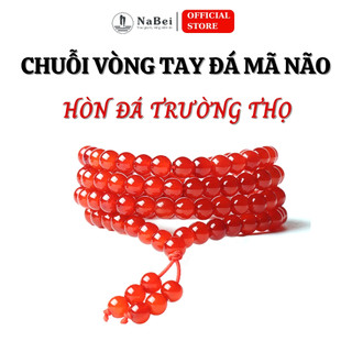 Chuỗi vòng tay đá mã não 108 hạt tự nhiên phù hợp mệnh kim, thủy, hỏa nb78 - phong thuỷ nabei store