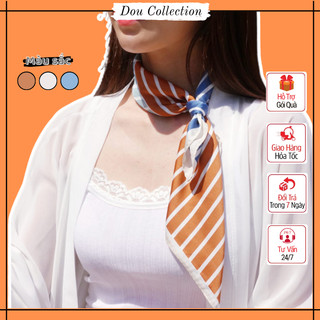 [NowShip2h] Khăn Lụa Vuông (Khăn Turban) Cao Cấp Họa Tiết Ô Vuông Kẻ Sọc Chất liệu Chifon 70x70cm - Mã KL034