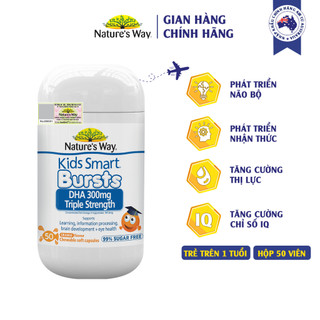 Viên Nhai Nature's Way Kids Smart DHA 300mg Triple Strength, DHA Tú Tài, Tăng Cường Sự Phát Triển Của Trẻ 50 Viên