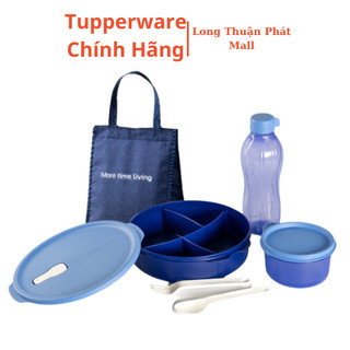 Bộ hộp cơm Fit to Go Tupperware chính hãng - Dùng được trong lò vi sóng, có bình nước, có bát đựng canh, có túi đựng