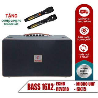 Loa karaoke xách tay model 6k15 công suất 400w tặng kèm 2 micro hát karaoke jkl4