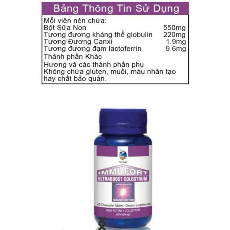 Viên uống immufort Ultraboost Alpha lipid sữa non dạng viên 60 viên. Chính hãng