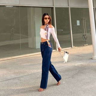 Quần Jean Ống Rộng Nữ Lưng Cao Indigo Aaa Jeans