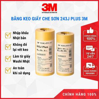 Băng keo giấy 3m 243j che sơn masking tape, 10mmx18m và 20mm x18m