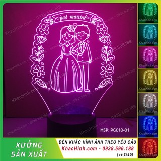 Đèn Led hình ĐÁM CƯỚI - 16 màu - điều khiển từ xa – Qùa cưới Độc Đáo, Đèn led trang trí phòng ngủ