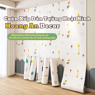 Cuộn Xốp Dán Tường Họa Tiết, Kích thước 2m8 rộng 50 cm mặt sau có sẵn keo