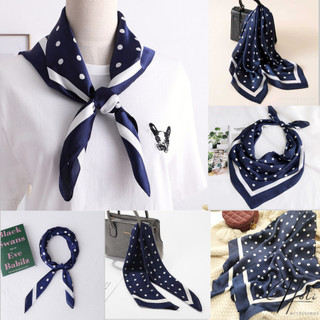 Khăn lụa vuông, khăn turban choàng cổ chống nắng size 70x70cm phong cách sang trọng dễ phối đồ - màu xanh - HOTI - KL037