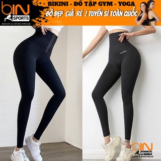 Quần dài nữ tập gym yoga aerobic thể thao legging kết hợp latex chất liệu thun dệt kim co dãn 4 chiều BINSPORTS Q094