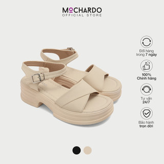 Giày sandal xuồng nữ mochardo quai ngang thiết kế basic, sandal đế xuồng cao 5 phân hm-004