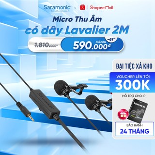 Micro Thu Âm Cài Áo Saramonic Lavalier 2M Để Phỏng Vấn/ Livestream/ Podcast Jack Cắm 3,5mm Cho Điện Thoại/ Máy Quay
