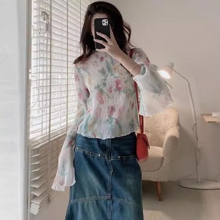 [CÓ SẴN] a186|áo sơ mi họa tiết hoa nhí lan cổ điển sang trọng hàn quốc gd_order