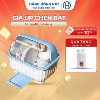 Giá úp chén bát đĩa ráo nước có nắp đậy tiện dụng cho nhà bếp