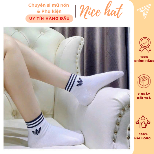 Tất cổ thấp, vớ cổ thấp thể thao Adidass nam nữ basic vải cotton dày dặn - V11