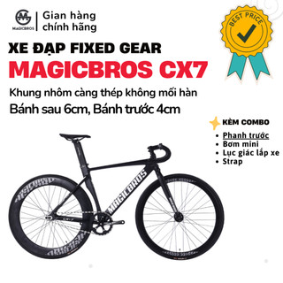Xe đạp Fixed Gear MAGICBROS CX7 nhôm không mối hàn kèm bơm, lục giác lắp xe, strap, có phanh trước