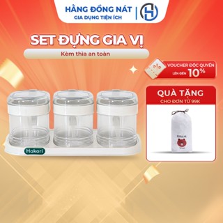 Set dụng cụ hộp đựng gia vị trong suốt kèm thìa, hũ đựng gia vị nhà bếp an toàn Hằng Đồng Nát