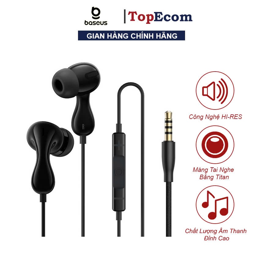 Tai Nghe Nhét tai Có Dây Jack Type-C/3.5mm Baseus CZ20/HZ20 Âm Thanh Hi-Res Có Mic Đàm Thoại Thiết K