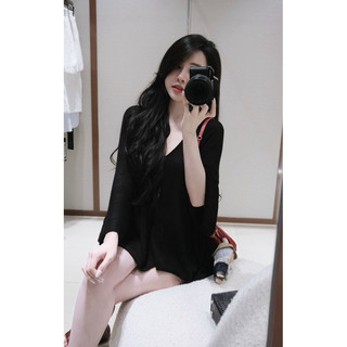 [Về Sẵn] Áo Len Sợi Mỏng Cổ Tim QC