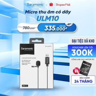Micro thu âm có dây saramonic ulm10 - cổng usb-a - dành cho máy tính/ pc - dài 2m - bảo hành chính hãng 24 tháng