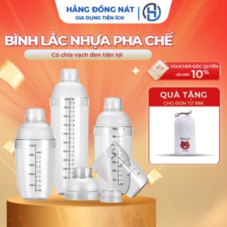 Bình lắc pha chế đồ uống, bình Shaker pha trà sữa bằng nhựa có chia vạch đen - Hằng Đồng Nát