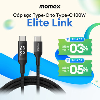 Cáp sạc nhanh type c sang type c 1.2m 100w momax elite link pd| truyền 480mbps | màn hình led | bh 12t 1 đổi 1 dc22d