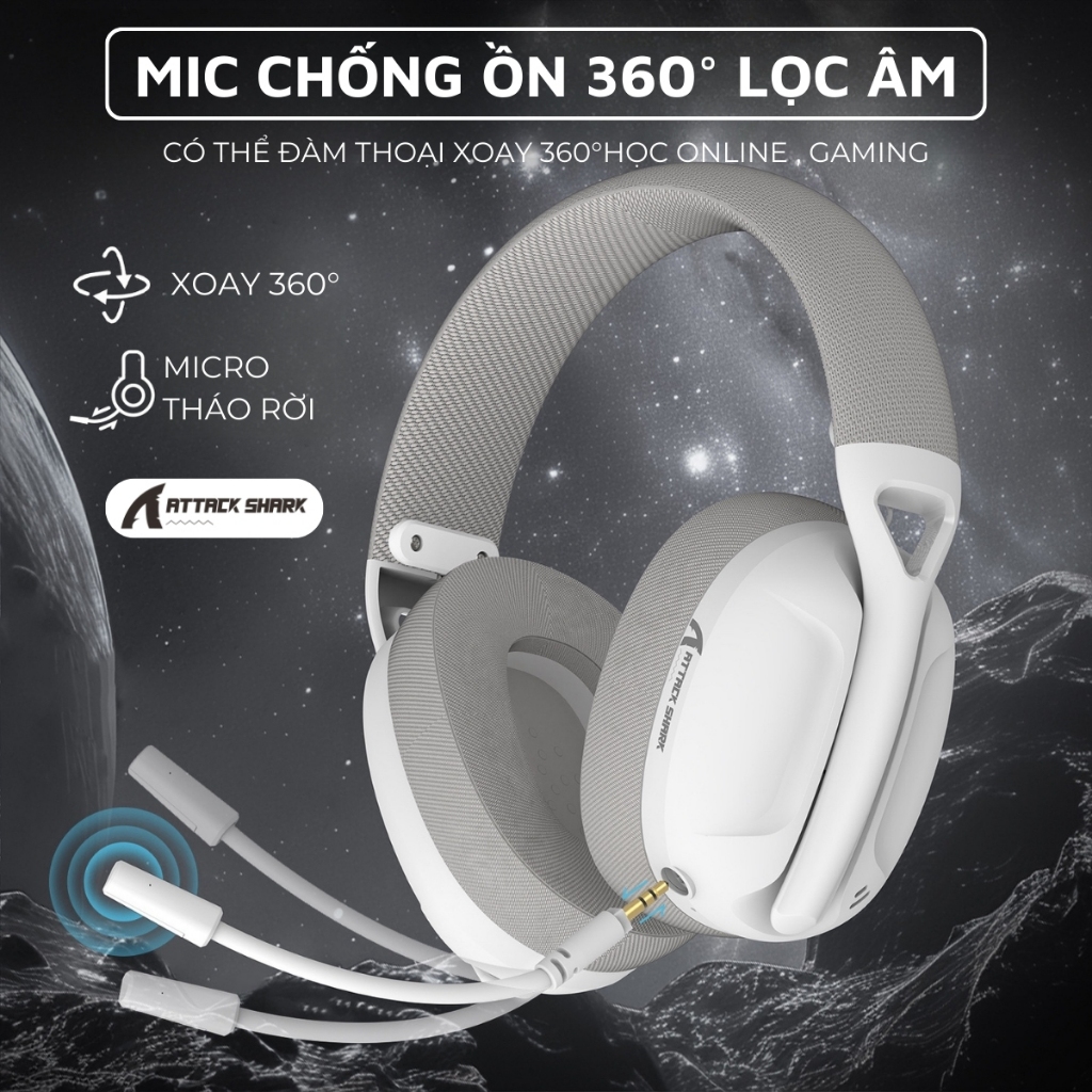 Tai nghe Không Dây Attack Shark L80 Supper Bass 3 Chế Độ Kết Nối Mic Tháo Rời Thời Lượng Pin Trâu | BigBuy360 - bigbuy360.vn