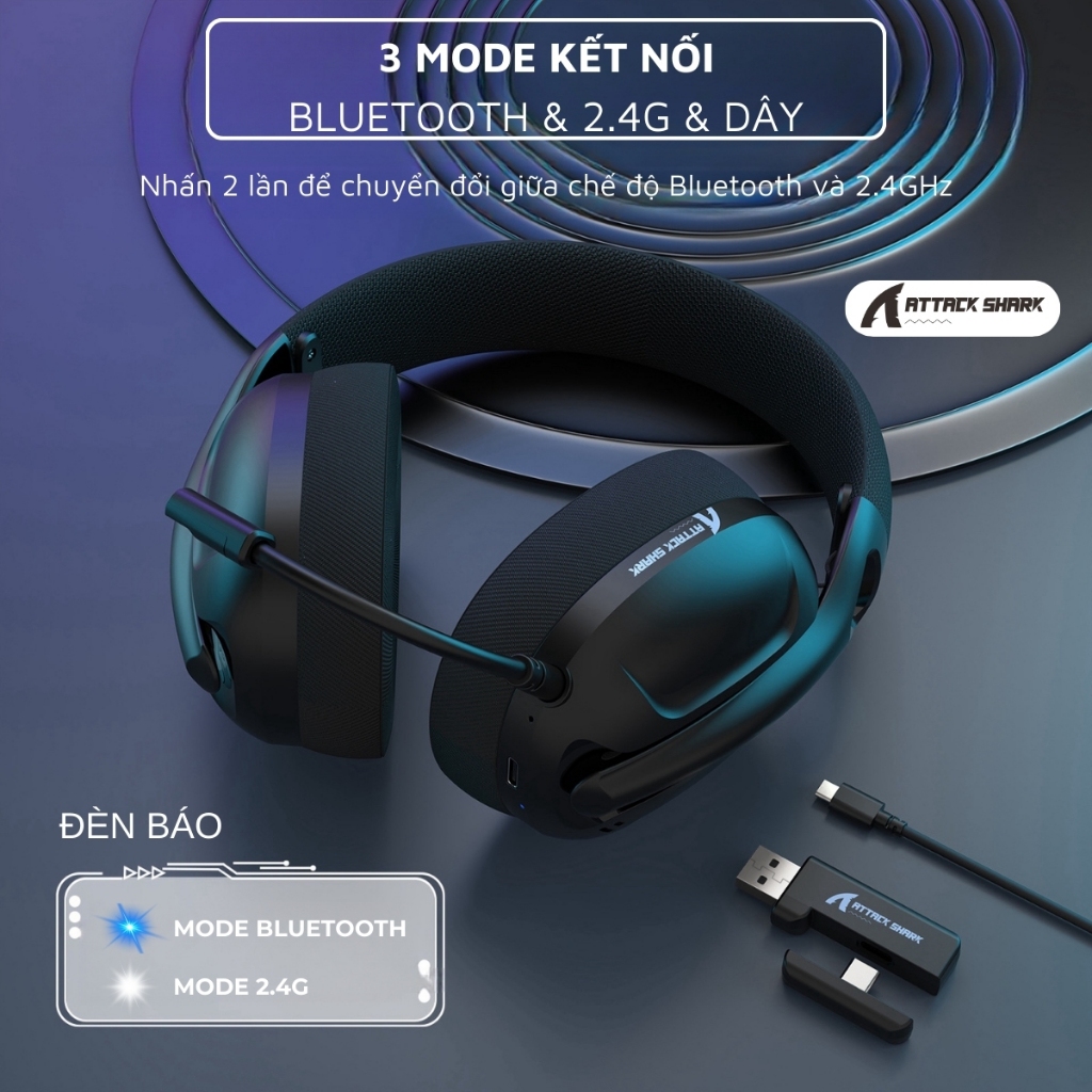 Tai nghe Không Dây Attack Shark L80 Supper Bass 3 Chế Độ Kết Nối Mic Tháo Rời Thời Lượng Pin Trâu | BigBuy360 - bigbuy360.vn