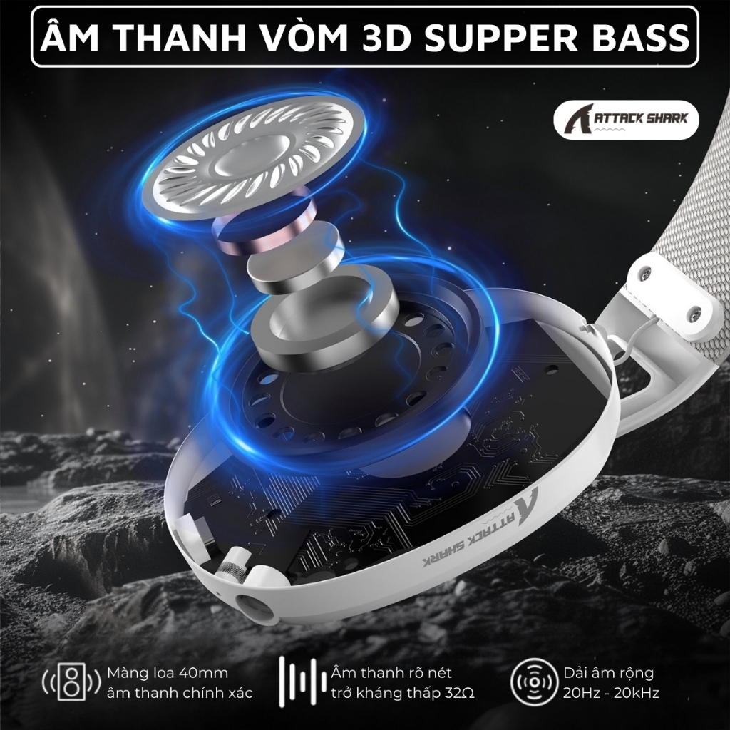 Tai nghe Không Dây Attack Shark L80 Supper Bass 3 Chế Độ Kết Nối Mic Tháo Rời Thời Lượng Pin Trâu | BigBuy360 - bigbuy360.vn