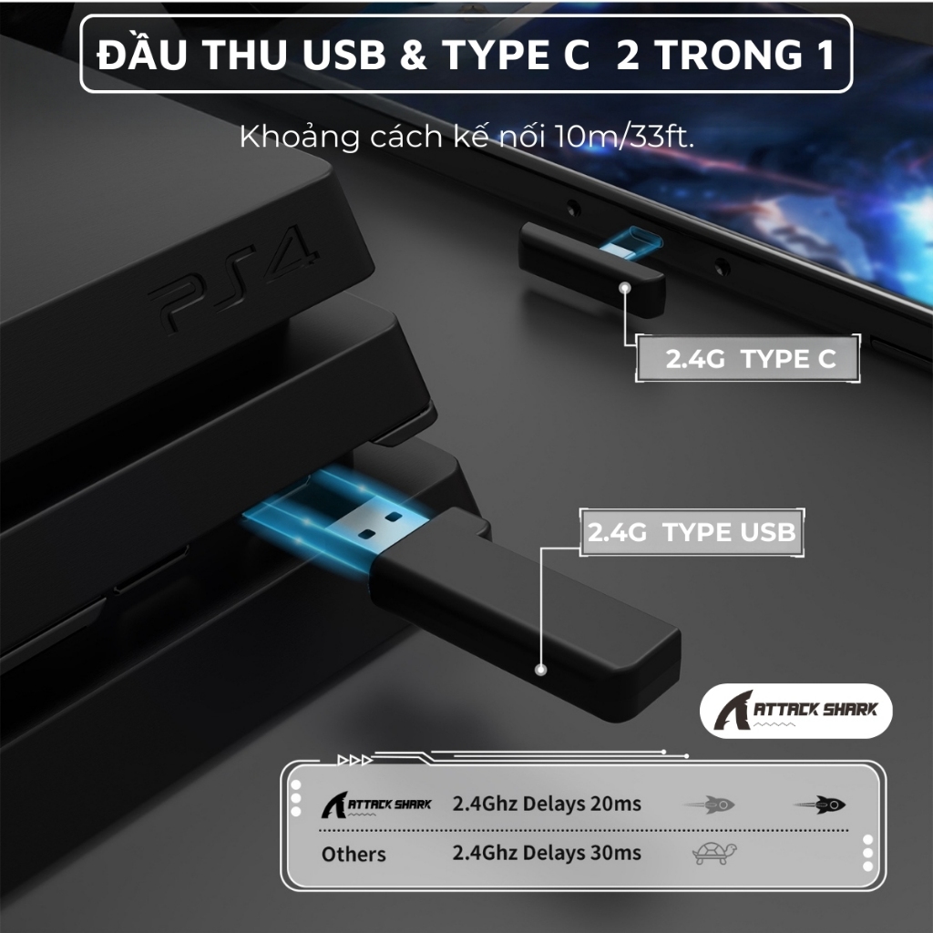 Tai nghe Không Dây Attack Shark L80 Supper Bass 3 Chế Độ Kết Nối Mic Tháo Rời Thời Lượng Pin Trâu | BigBuy360 - bigbuy360.vn