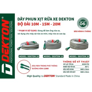 Dây nước phun xịt rửa xe dekton độ dài 10m – 15m – 20m