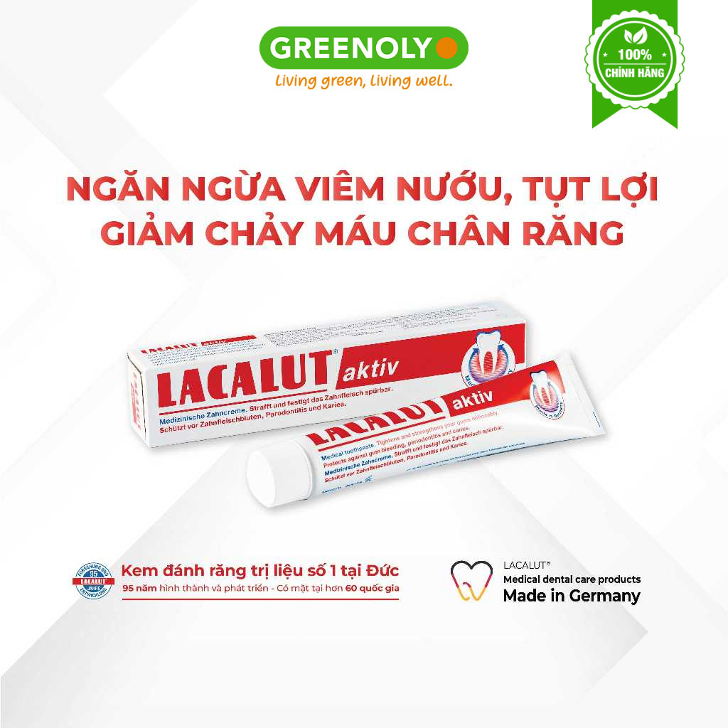 Kem Đánh Răng Lacalut Aktiv Ngăn Ngừa Viêm Nướu, Tụt Lợi, Giảm Chảy Máu Chân Răng 75ml