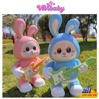 Đồ Chơi Thỏ Đánh Đàn Guitar Có Đèn Nhạc Vui Nhộn Cho Bé, Thỏ Chơi Đàn Phát Nhạc Nhún Nhảy - Đồ Chơi VIVI BABY
