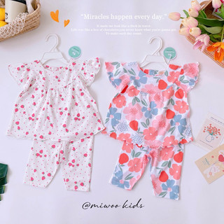 Đồ bộ bé gái quần lửng xuất Nhật Miwoo