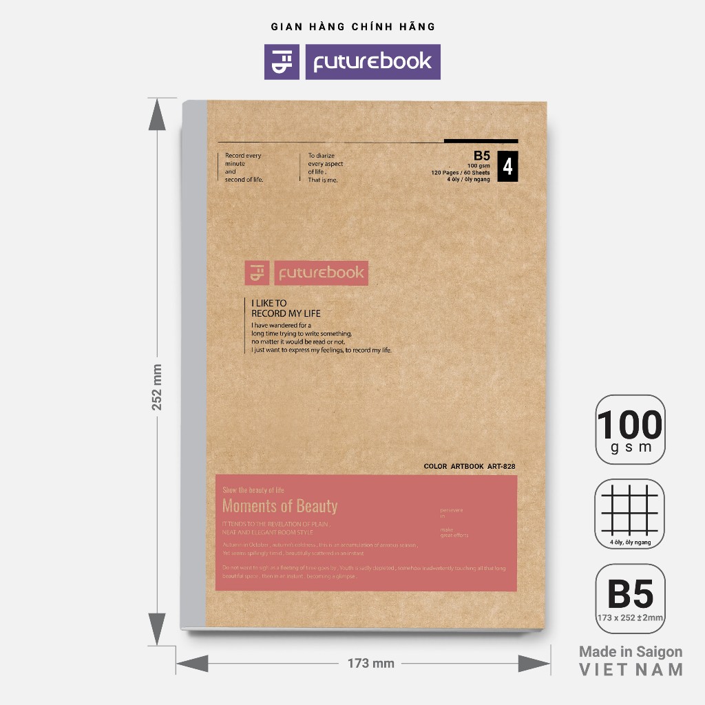 Vở Học Sinh FUTUREBOOK ARTBOOK B5 80/120/200 Trang 100GSM, 4 Ô Ly/Kẻ Ngang, Lốc 5 Quyển | BigBuy360 - bigbuy360.vn