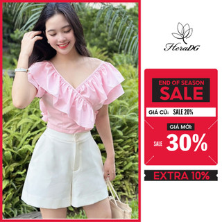 Quần short nữ công sở HeraDG thiết kế 2 túi trước độc đáo, chất liệu vải tuytsi cao cấp mềm mại, không bai xù SQSBD1013
