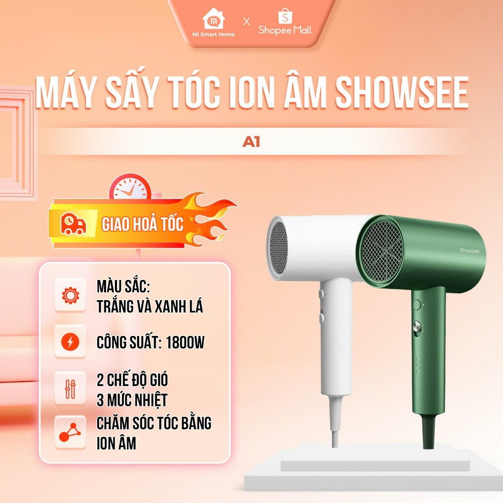  Máy Sấy Tóc Ion Âm Showsee A1 A5 Công suất 1800W Chống Xù Rối Khô Tóc Thiết Kế Nhỏ Gọn Tinh Tế 