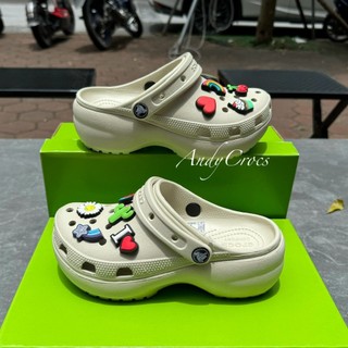  Cross Classic Platform Clog - Dép sục Nữ đế cao 2024, Tặng kèm sẵn charm 3D như ảnh