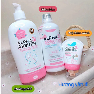 Sữa tắm trắng da Alpha Arbutin 350ml, Sữa dưỡng thể trắng da Alpha Arbutin 500ml, Kem dưỡng trắng nách Alpha - Thái lan