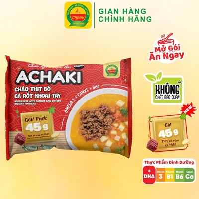 Cháo Ngon Tiện Lợi Achaki Thịt Bò Cà Rốt Khoai Tây Thương Hiệu Cây Thị