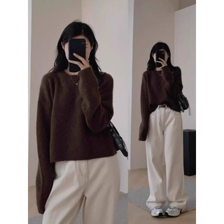 (HÀNG SẴN) Áo len dài tay form thụng ngắn nhiều màu phong cách đơn giản Hàn Quốc nhẹ nhàng hàng QC loại 1