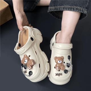Dép cross nữ đế cao 7cm 3TDEP, dép sục nữ crocs LUCKY bít mũi tăng chiều cao, dép đi mưa giá rẻ