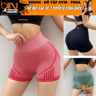 Quần đùi nữ tập gym yoga aerobic thể thao NAQI lưng cao chất liệu thun dệt kim co dãn 4 chiều BINSPORTS Q125