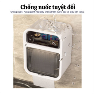 Hộp đựng giấy vệ sinh 2 tầng dán tường LSM chống thấm nước có ngăn kéo để đồ và kệ để điện thoại  - MÀU NGẪU NHIÊN