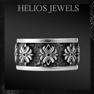 Nhẫn Bạc Nam, Nữ HeliSilver S925 Ontario Lotus Helios Black Silver Original